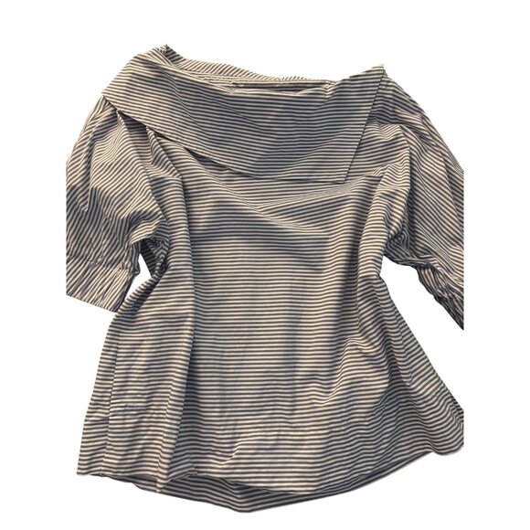 Finley Skipper Striped Blue White Nautical Poplin Top - Picture 11 of 13